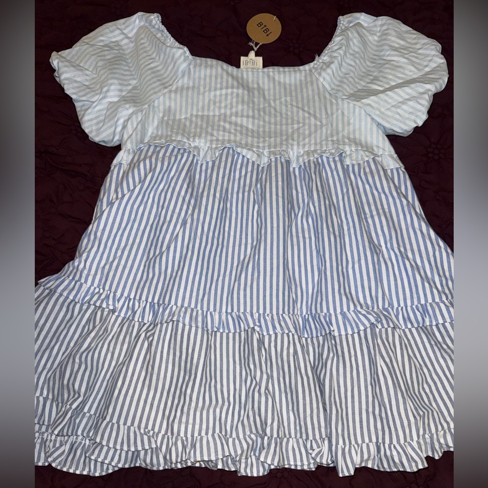 BiBi Blue and White Striped Dress